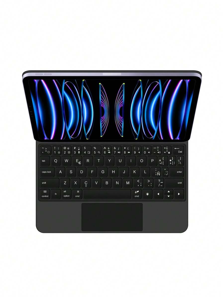 磁性可拆卸背光触摸键盘保护套兼容 iPad Pro 11 英寸/12.9 英寸 6 代 Air 5 代 4 代 3 代 2018-2022、iPad 10 代 10.9 英寸 - 阿拉伯语/西班牙语/德语/法语/日语