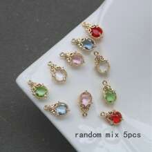 5pcs Random Mixed Color Elegant Palace Style Copper Alloy Pendant With Embedded Glass And Colorful Rhinestones - Suitable For Crafts, Earrings, Necklaces, Bracelets, Tassel Decorations, Jewelry Hobbyists, Perfect Gift For Valentine's Day, Party - Multicolor 1 - View 13