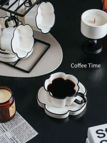 1 件奢华花瓣形咖啡杯碟，陶瓷茶杯和餐具套装，适合下午茶、甜点和礼物、早餐、茶会、居家、花园、餐厅、夏季和冬季 - 彩色 - 查看 5