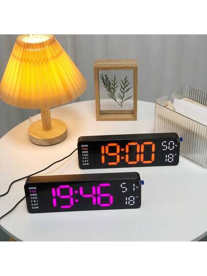 Large Display Digital Wand Clock, Inch LED Klok Living Room ation, Temperature/DST/Automatic Dimming/Humidity/Alarm 12/24 Hour, Silent Everyone,Plug In The Battery Is Just Memory Function (No Adapter) Birthday Graduation Bedroom Dormitory Back To School Surprise Home Supplies view 5