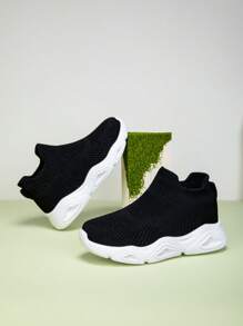 Nuove sneaker casual e traspiranti, facili da indossare e togliere, per bambini - Bianco e nero - Visualizzare 5
