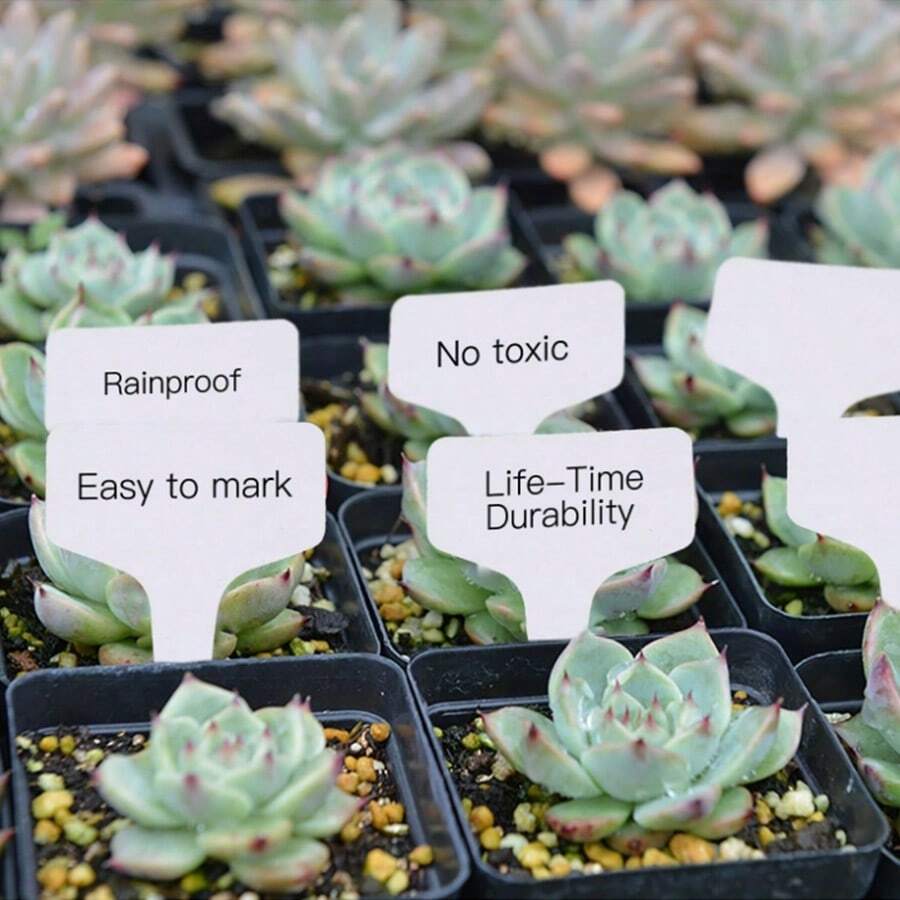 100pcs Garden Plant Labels Markers, Stake In Ground Plant Tags, 3D Labels, Flower Tags - White - View 1