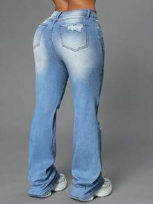 Women'S Casual Street Slim Fit Denim Jeans - Blue - View 2