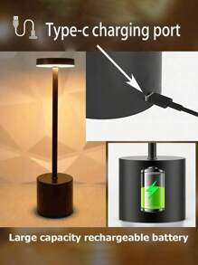 1 pieza Lámpara de escritorio LED regulable con control táctil moderno de metal, luz de ambiente inalámbrica y portátil, iluminación decorativa de sobremesa, mesilla de noche, bar, 3 modos de color, decoración del hogar para sala de estar y dormitorio