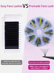 SACKVIS 480 Fans Krümmung D 15D Schwarz Vorgefertigte Fächerwimpern 0,07 mm Mix 8-15 mm Handgefertigte Lose Fächer Wimpernverlängerungen, Wimpernbüschel, Einzelwimpern, Wimpern, Künstliche Wimpern