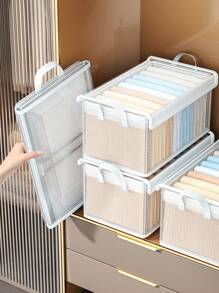 1PC Transparent Stackable Storage Box With Lid,Large Storage Container With Handle,Space Saving For Storage And Organization,Multi-Functional Storage Box,Transparent Storage Boxes Organiser,Thickened Storage Boxes,Household,Dorm Room,Bedroom,Closet Storage Boxes. Valentine's Day Sun Travel Cool - Clear - View 3