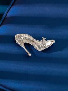 1pc Rhinestone Embellished High Heel Shoe Design Brooch Pin, Women Fashion Minimalist Luxury Accessory - Multicolor - View 10