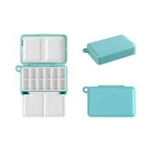 1 pieza Caja portátil de plástico de 12 colores para pintura de acuarela de viaje, estuche de almacenamiento de pintura mini, apto para materiales de arte