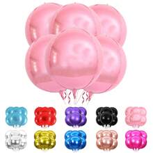 6 件/包 22 英寸 4D 铝箔气球圆形球形聚酯薄膜气球镜面金属气球适用于婚礼、生日、周年纪念、毕业装饰派对用品 - 彩色 - 查看 1