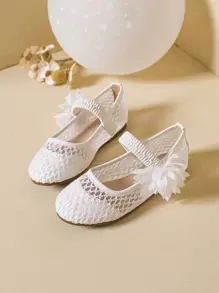 Lovely Floral Pattern Flat Shoes For Girls, Suitable For Spring/Summer Daily Wear - White - View 1