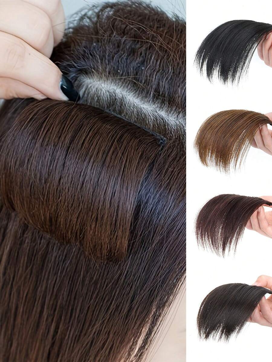 Synthetic Fiber Clip-In Hair Extensions, Invisible Root Hair Topper, Straight Clip-In Wig, Top Hair Volumizing Pad, Hair Density Increase, Unisex, Easy To Use