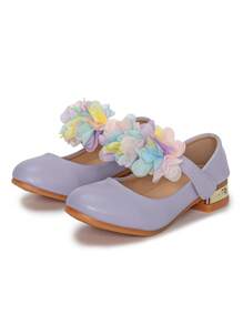 Kids' New Wedding Party Shoes, Purple Lace Flower Bow Faux Pearl Fashion Comfortable Versatile High Heeled Pumps