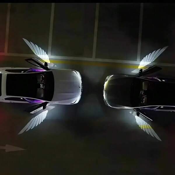 1pc/2pcs Wireless High Definition Laser Car Door Projector - Welcome Light, Battery Powered, No Wiring Required, Car Accessory Projection Night Light, Car Door Projection Lamp, Fly Door Projector
