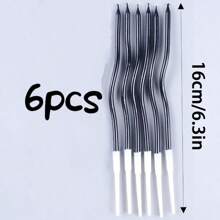 6 pièces Bougies décoratives noires spiralées et incurvées, de haute qualité, convenant pour les anniversaires, les fêtes, les mariages et les jours fériés - Multicolore - Voir 5