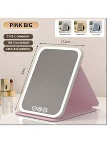 1 件旅行化妆镜，便携式 LED 照明化妆镜，触摸屏梳妆镜，3 色可调光照明，可充电 600mAh 电池，可充电桌面折叠化妆镜，送给女性、男性、妈妈的最佳礼物 - 彩色 - 查看 9