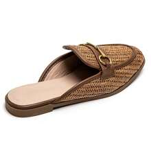 Women's Flat Mules | Comfortable Pointed Toe - Camel - View 4