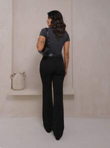 blvd Women's Tailored Dress Pants K2b Original  Flare Ballerina Pantaloons Polyester Elastane Wide Leg Black - 黑色 - 查看 3