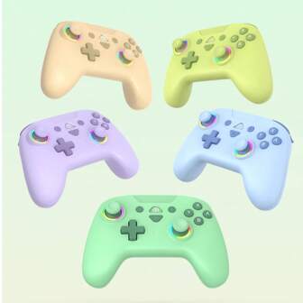 TOPWOLF 双震动 GAMEPADFOR Switch2/Switch/IOS/Android/Steam RGB 呼吸灯无线控制器六轴传感器功能支持可编程按钮马卡龙 Switch 控制器无线，带 RGB 呼吸灯，适用于 Switch Lite/Switch Oled/PC/IOS/Android/Steam
