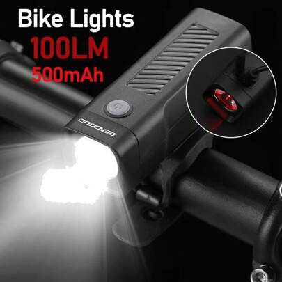 1 pieza Luz delantera para bicicleta, lámpara de iluminación recargable por USB, linterna brillante para montar de noche, equipo de ciclismo para bicicleta de montaña