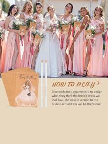 20pcs/Set The Dress" Bridal Shower Game Set - 10 Cards & White Pencils Included, Perfect For Wedding Party Decorations & Fun Guest Interaction - Multicolor - View 5