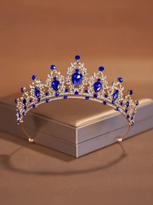 1 pièce Couronne de mariée de luxe, accessoire de coiffure de mariage, diadème de princesse, idéal pour l'anniversaire, le bal de promo, avec des cristaux scintillants pour porter chance