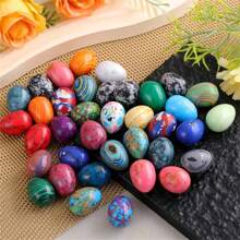 5/15/30pcs Assorted Natural Polished Stone Eggs - Bulk Gemstones For Easter Decor And Home Accessories - Vibrant Colors, Unique Shapes And Smooth Texture - Multicolor - View 1