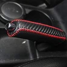 Carbon Fiber Style Car Hand Brake Cover Universal Car Handbrake Sleeve PU Leather Cover Anti-Skid Auto Parking Brake Protection