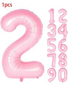 1 个 32/40 英寸粉色纯色铝箔数字气球，0-9 大尺寸涤纶数字气球，装饰气球，可重复使用，适用于生日装饰、派对装饰、周年纪念、房间装饰、结婚纪念日、派对用品 - 粉色 - 查看 2