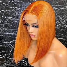 Ginger Lace Front Wigs Bob Wig 13x4 Frontal Glueless Wigs Human Hair Pre Plucked, Color #350 Bob Ginger Wig HD Lace Front Wigs Human Hair Wigs For Women 200% Density Ready To Wear HD Lace Front Wig And GO Shoping - S350 - Xem 5