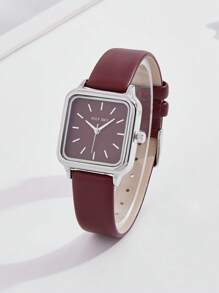 JULYSKY 1pc Women Ancora Red Simplistic Classic Silver Quartz Watch, Suitable For Daily Wear And Commute - Burgundy - View 2
