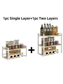 1pc Multi-Layer Storage Rack, Adjustable Height Desktop Storage Shelf, Standing Shelf For Storing Books, Bedroom Study Room Accessories, Home Organization And Storage Supplies - Wood Color - View 6