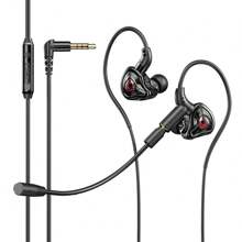 全新游戏耳机，有线入耳式耳机带麦克风，重低音，适合户外运动、游戏、韩语歌唱、电脑/手机 - 3.5mm Jack Black - 查看 2