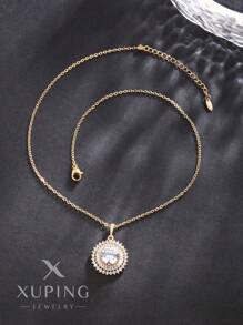 XUPING JEWELRY 1pc XUPING Luxury Zirconia Circular Pendant, Fashionable Unique Exquisite Suitable For Women Party Evening Dress, Holiday Gift