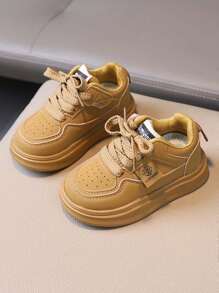 1 Pair Kids Lightweight & Non-Slip Casual Fashionable Breathable Hook-And-Loop Sports Shoes, Suitable For Spring And Autumn