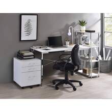 White & Chrome Finish Writing Desk