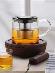 1PC Glass Teapot, Heat Resistant Glass Teapot Suitable For Loose Tea Leaves & Coffee, High Quality Infuser Teapot With Large Capacity Of 600ml, 1000ml Or 1500ml, Transparent Glass Cup, For Outdoor, Camping