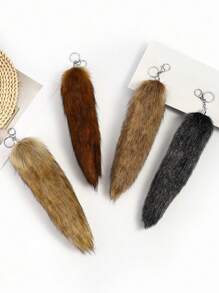 全新时尚仿狐狸尾巴包饰，1 件各式蓬松仿毛流苏钥匙扣，手提包吊坠配件，适合日常使用，送给朋友的绝佳礼物 - 彩色 - 查看 3