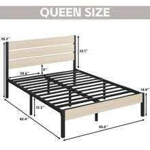 Gunji Twin & Full & Queen Bed Frame With Headboard And Footboard , 12.2in Under Bed Storage, All-Metal Support System, No Box Spring Needed,Noise Free, Easy Assembly - Beige - View 7