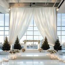 78"/118"/315" Large Size Elegant White Chiffon Voile Wedding Arch Curtain Backdrop, Suitable For Ceremony And Stage Decoration, Wedding Decor - Multicolor - View 9