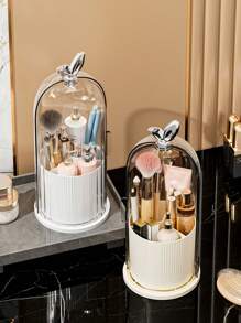 Covered Rotatable Slouchy Susan Makeup Tool Storage Box - 360° Rotating Dust-Proof Cosmetics Stand, Multi-Functional Desktop Organizer Pencil Holder, Dormitory Vanity Bathroom Office Home Decor Display Stand,For Holiday Beach, Bathroom Collection, Bedroom Collection, Large Capacity - Multicolor - View 10