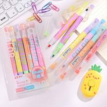 6pcs/Set Double-Ended Fluorescent Highlighter Pens, 12 Colors, Overlapping Neon Highlighters For Note Taking, Drawing, Graffiti, Vibrant Stationery, Back To School Essential, Gift