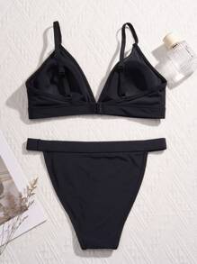 1 套女士性感比基尼内衣套装，带三角罩杯，舒适无钢圈，可拆卸衬垫，可调节肩带