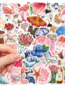 50 piezas de pegatinas de diario de acuarela, estilo graffiti, personalizadas para patineta, casco, botella de agua, scrapbook, fiesta, guitarra, funda de teléfono, cuaderno, computadora, regalos, útiles escolares, de regreso a la escuela