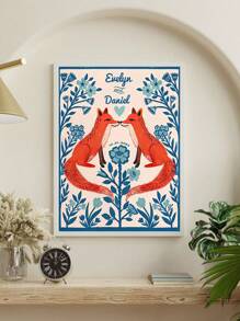 1 件无框狐狸恋爱标语牌，个性化艺术印刷品，情侣礼物，情人节礼物，结婚礼物，订婚礼物，妻子周年纪念礼物