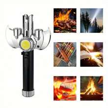 1Pc Creative Metal Inflatable Lighter, High-Temperature Flamethrower, Outdoor Windproof Lighter With COB Lighting, Multifunctional High-Power Flamethrower, Suitable For Moxibustion, Barbecue, Baking, Camping Lighter (Excluding Butane Gas) - Black - View 4