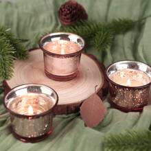 烛台，2 英寸供奉蜡烛台，适用于桌面中心装饰，6/12 件装玻璃茶灯烛台，适用于订婚、求婚、婚礼、新娘送礼会、节日、招待会、周年纪念装饰礼物生日毕业 - 彩色 - 查看 6