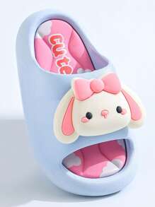 1 双儿童夏季室内 PVC 拖鞋，带有可爱兔子卡通元素，适合男孩和女孩