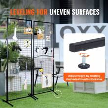 2 Packs Of 2 'x 5.6' Grid Wall Panel Tower, With T-Shaped Base Floor Standing Metal Grid Wall Display Stand, Double-Sided Grid Wall Panel For Art And Crafts Display, Retail Display Stand With Additional Clips And Hooks