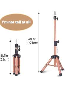 Wig Stand Tripod Mannequin Head Stand, Adjustable Heavy Duty Wig Head Stand For(Mannequin Head Not Included) Cosmetology Hairdressing Training - Pink - View 5