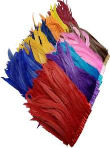 2Meters Colorful Rooster Tail Feathers Trims 23-30cm /9.2-12inches Pheasant Feather Fringe Ribbon For Carnival Plumes Decoration Rooster Pheasant Tail Feathers Plumes DIY Headdress Halloween Wedding Christmas Craft Supplies Accessories